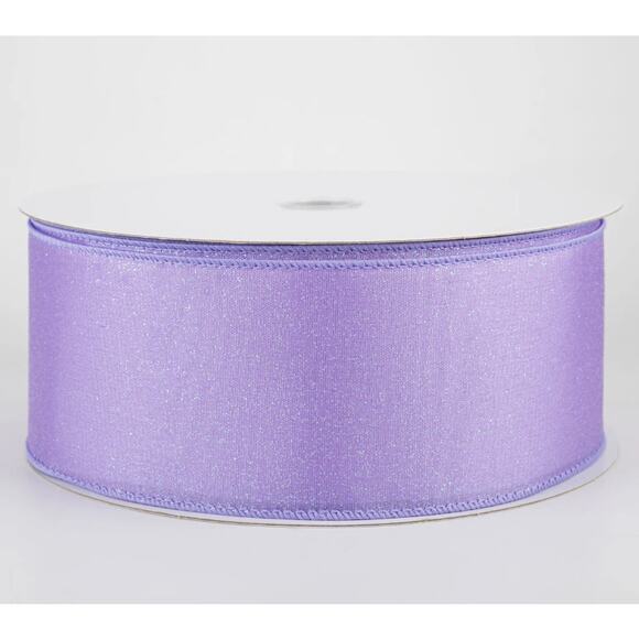 2.5" Iridescent Glitter Misted Satin Ribbon Lavender 50 Yard New Polyester Wired - Picture 4 of 4